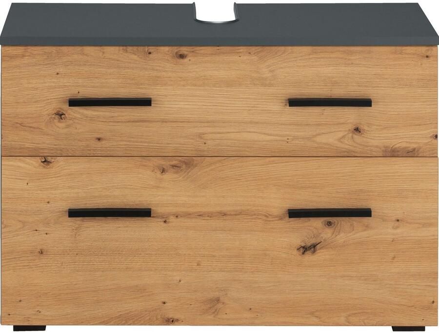 INOSIGN Wastafelonderkast Skara met klep en lade zwarte grepen breedte 80 cm hoogte 55 cm - Foto 3