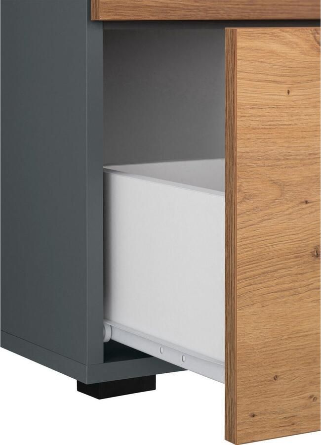 INOSIGN Wastafelonderkast Skara met klep en lade zwarte grepen breedte 80 cm hoogte 55 cm - Foto 5