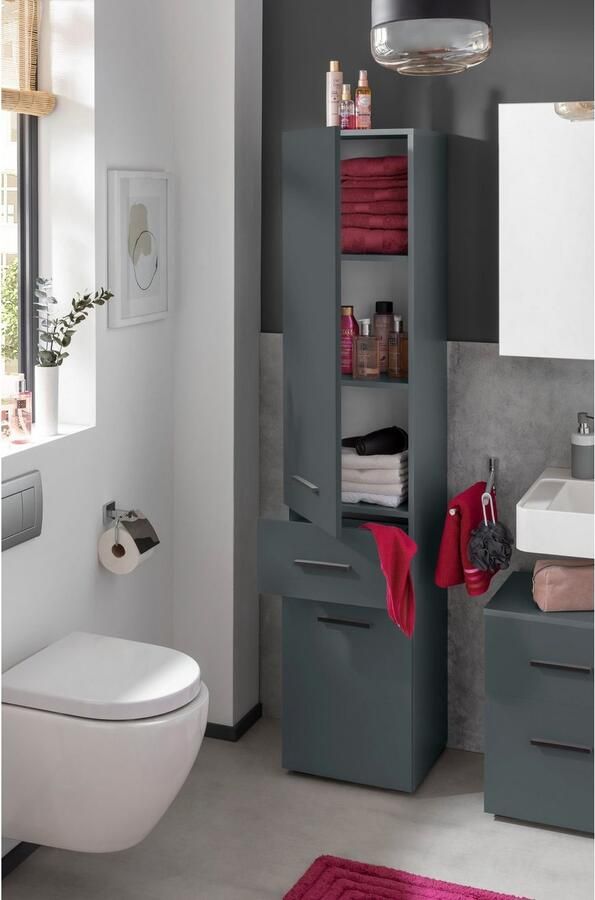 INOSIGN Wastafelonderkast Skara met klep en lade zwarte grepen breedte 80 cm hoogte 55 cm - Foto 9