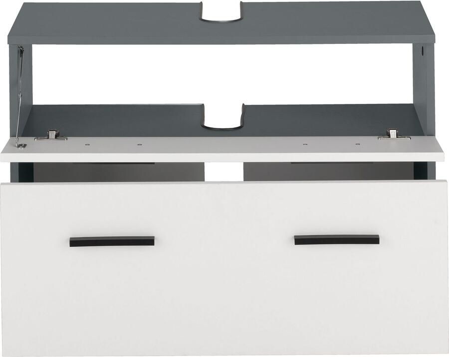 INOSIGN Wastafelonderkast Skara met klep en lade zwarte grepen breedte 80 cm hoogte 55 cm - Foto 3