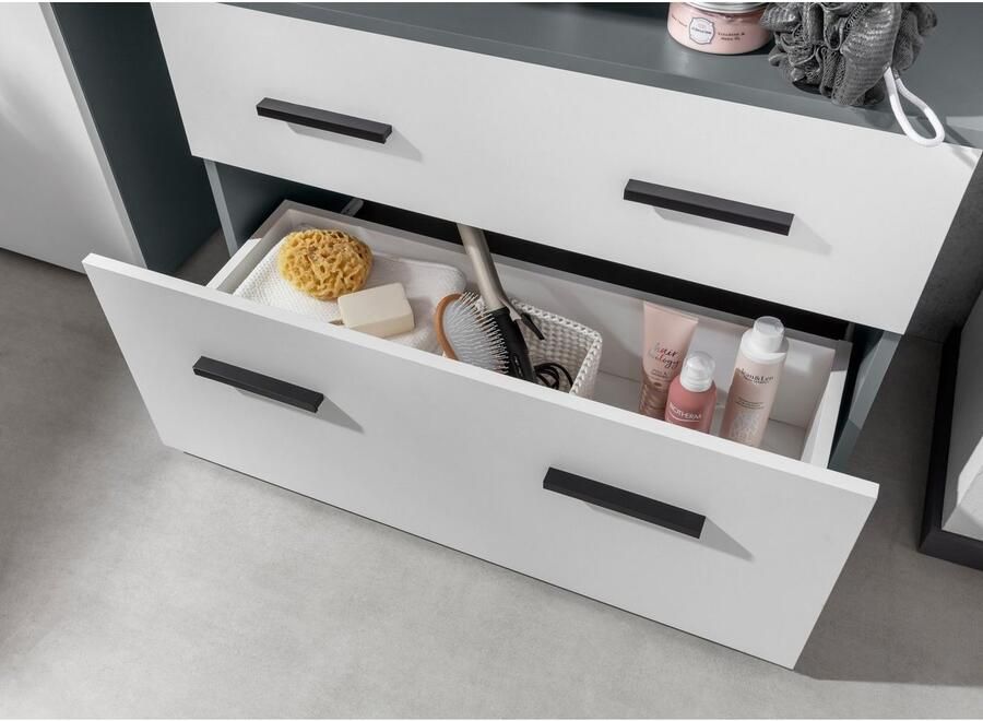 INOSIGN Wastafelonderkast Skara met klep en lade zwarte grepen breedte 80 cm hoogte 55 cm - Foto 7