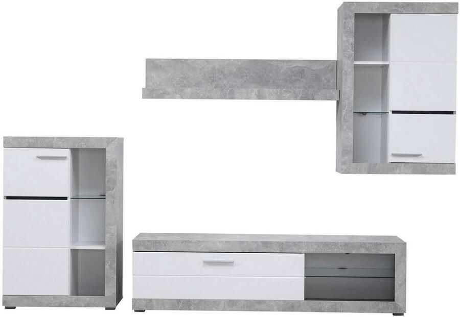 INOSIGN Woonkamerset Rosso woonwand mediawand aanbouwwand voor TV tot 60' breedte 267 cm (complete set 4-delig) - Foto 6