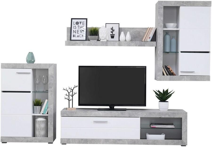 INOSIGN Woonkamerset Rosso woonwand mediawand aanbouwwand voor TV tot 60' breedte 267 cm (complete set 4-delig) - Foto 5