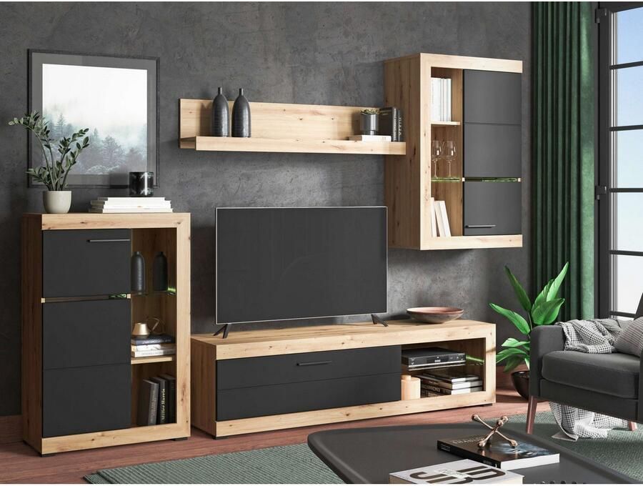 INOSIGN Woonkamerset Rosso woonwand mediawand aanbouwwand voor TV tot 60' breedte 267 cm (complete set 4-delig) - Foto 3