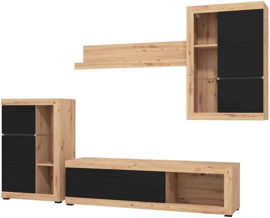 INOSIGN Woonkamerset Rosso woonwand mediawand aanbouwwand voor TV tot 60' breedte 267 cm (complete set 4-delig)