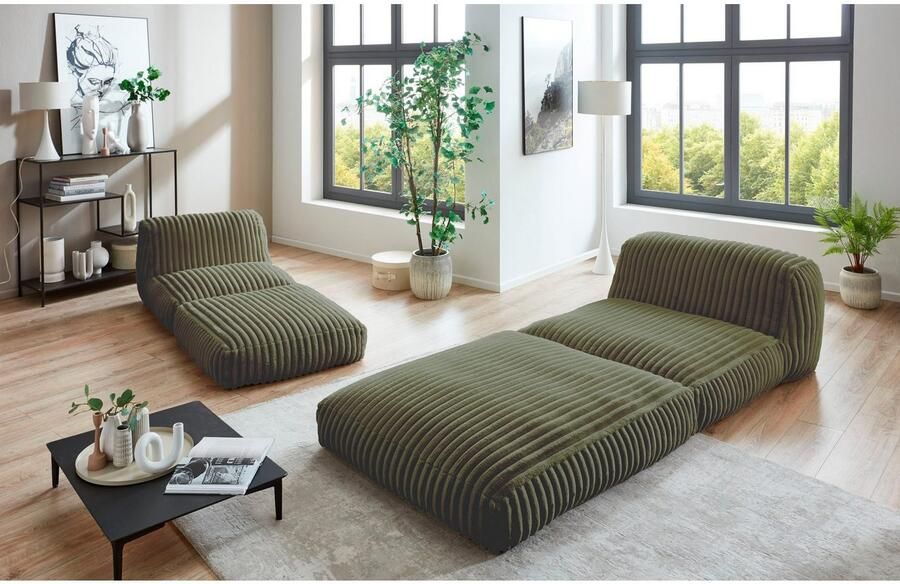 INOSIGN XXL-fauteuil Pia Loungestoel in Megacord 2 maten slaapfunctie en poef voetenbank functie - Foto 3