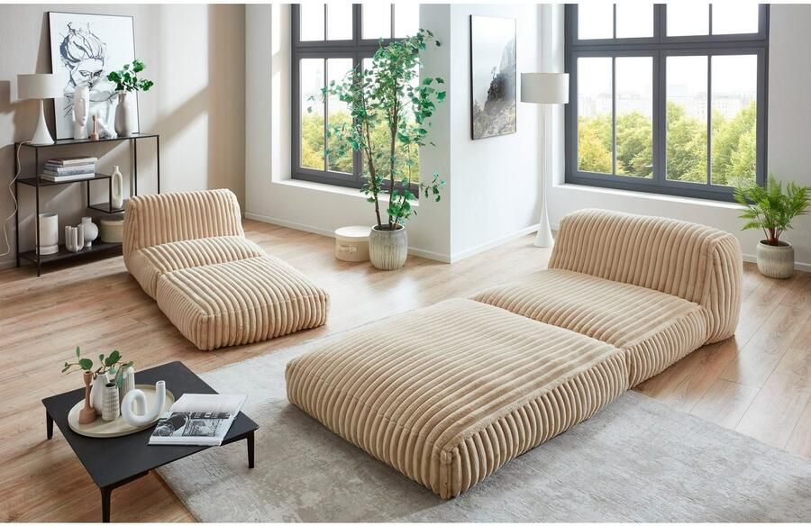 INOSIGN XXL-fauteuil Pia Loungestoel in Megacord 2 maten slaapfunctie en poef voetenbank functie - Foto 2