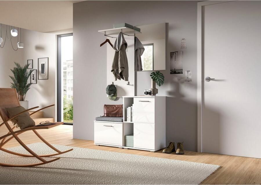 INOSIGN Zitbank Valge Breedte 55 cm 1 Deurtje 1 Plank 2 Vakken Bank schoenenbank garderobenbank halbank gangbank opbergbank - Foto 6