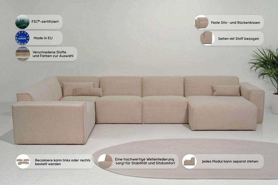 INOSIGN Zithoek Clayton in een trendy ribfluwelen bekleding diverse combinaties mogelijk - Foto 5