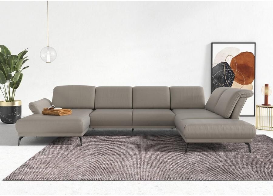 INOSIGN Zithoek Coco U-vorm Verstelbare zitdiepte armleuning en hoofdeind cordbekleding poothoogte 15 cm