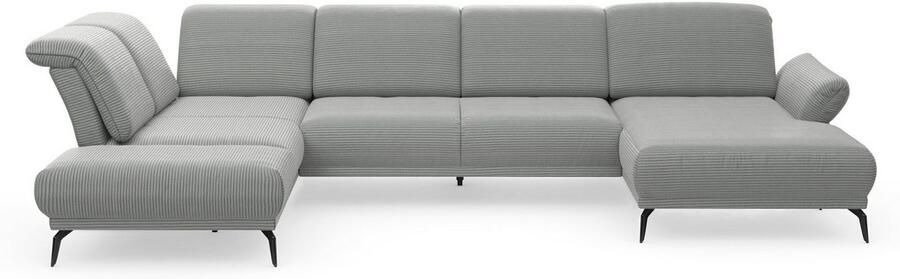 INOSIGN Zithoek Coco U-vorm Verstelbare zitdiepte armleuning en hoofdeind cordbekleding poothoogte 15 cm - Foto 8