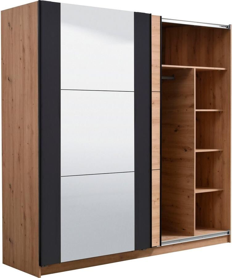 INOSIGN Zweefdeurkast Sardinia kledingkast met spiegel FSC -gecertificeerd inclusief binnenindeling 217x210x62 5 cm abs beschermranden - Foto 9