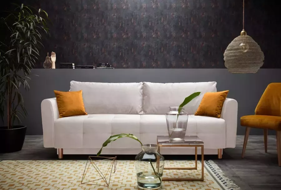 INOSIGN Slaapbank Nordic metallic met binnenvering en metalen poten stiksels op de zitting