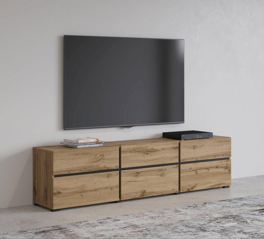 INOSIGN Tv-meubel Cross moderne grifflose TV-Kommode 3 Klappen 3 Schubkästen
