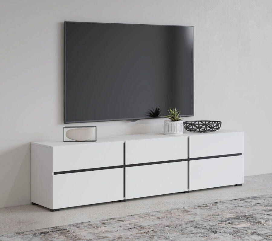 INOSIGN Tv-meubel Cross moderne grifflose TV-Kommode 3 Klappen 3 Schubkästen