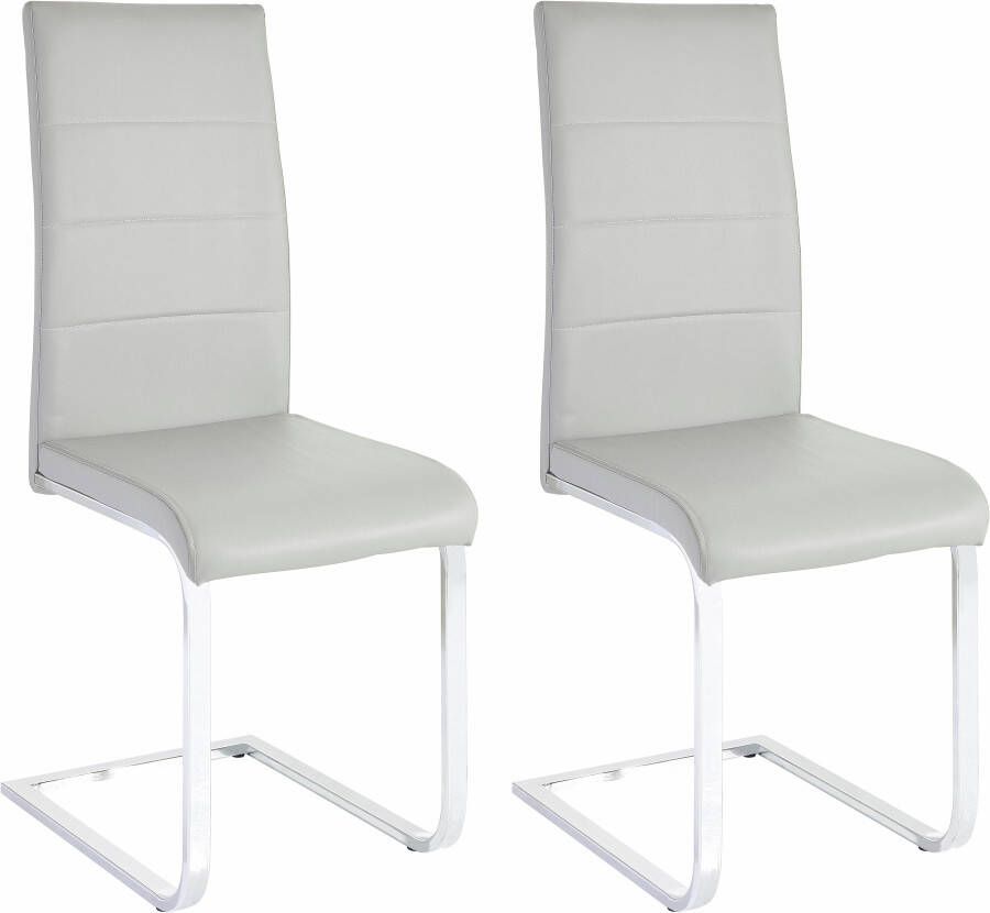 INOSIGN Vrijdragende stoel JOSY Bekleding in imitatieleer verchroomd metalen frame (set 2 stuks)