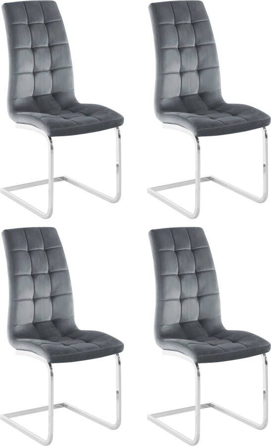 INOSIGN Vrijdragende stoel Lola set van 2 of 4 bekleding van imitatieleer of fluweelstof chroom metalen frame (set) - Foto 9