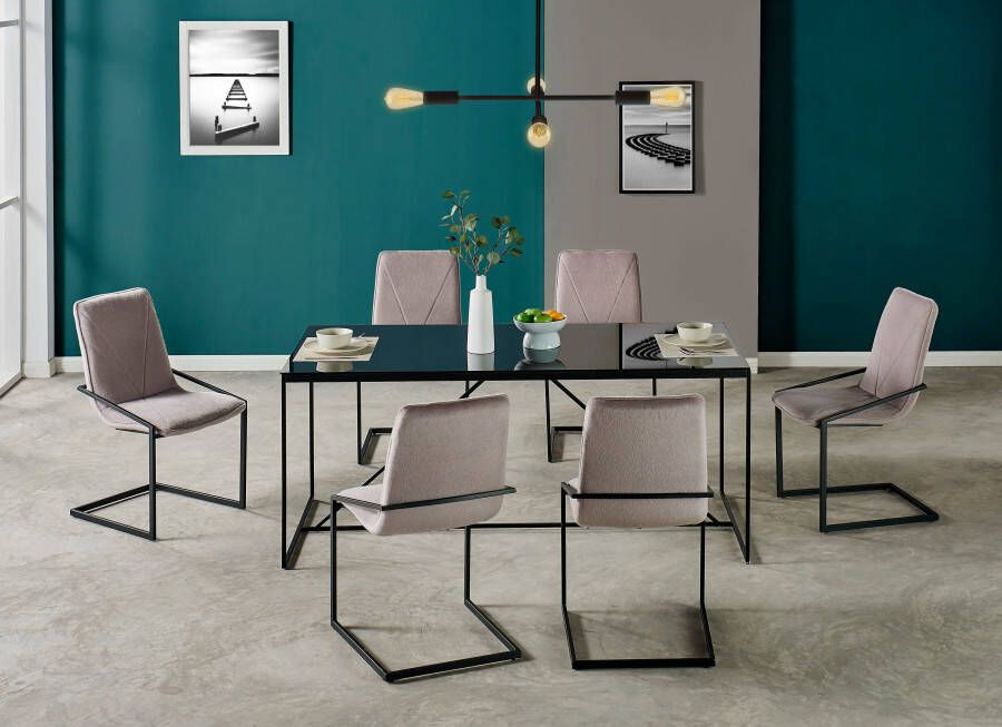 INOSIGN Vrijdragende stoel VITUS van mooie zachte fluwelen bekleding in verschillende kleurvarianten (set 2 stuks) - Foto 7