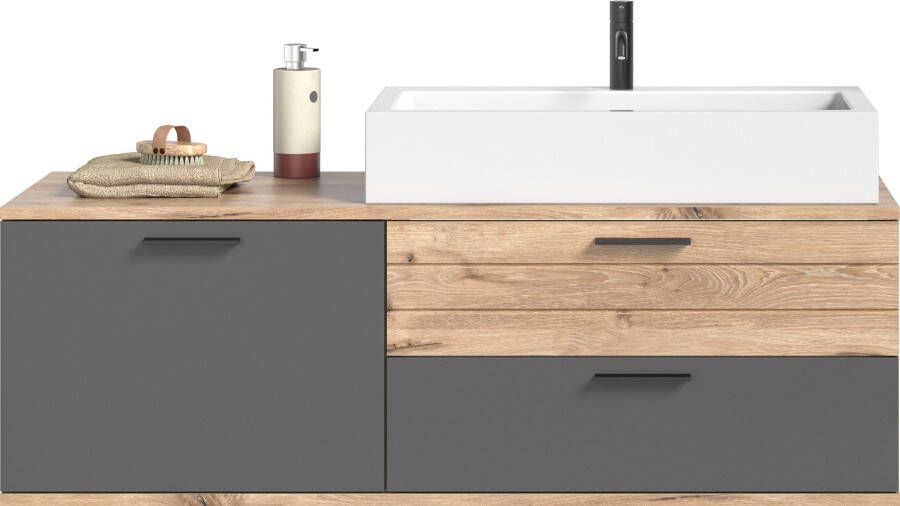 INOSIGN Wastafelmeubel Riga breedte 140 cm incl. opzetwastafel 2 lades 1 deur Hangkast onderkast badkamermeubels badkamerkast kast badkamer (1 stuk) - Foto 9