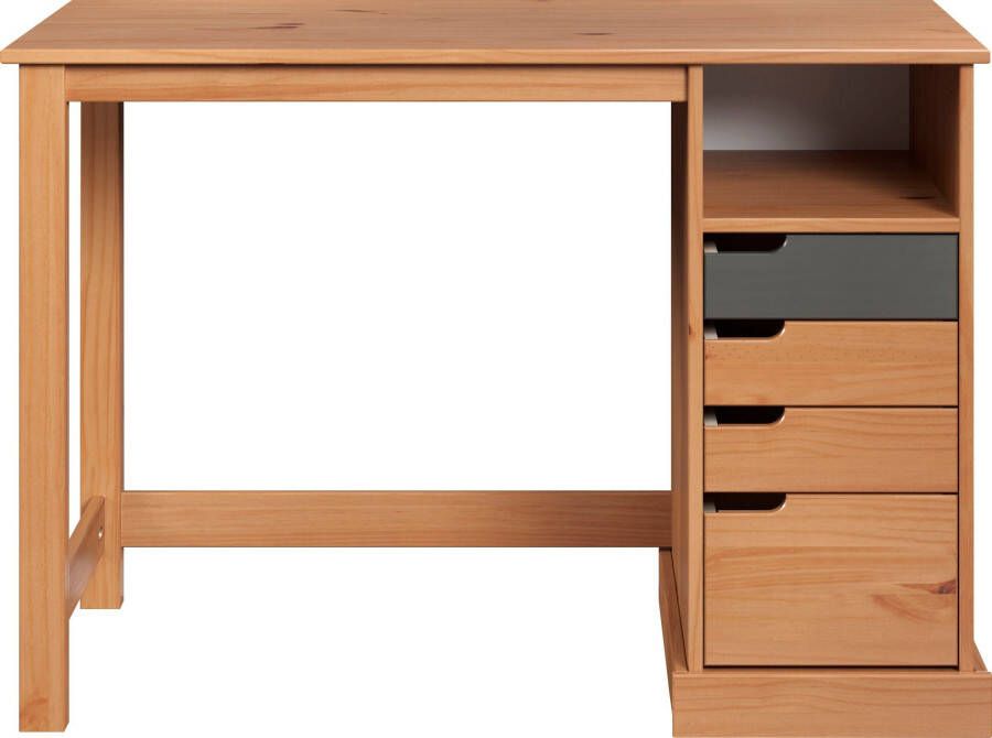 Hioshop Mestre bureau 1 plank 3 kleine 1 groot lade honing grijs. - Foto 12