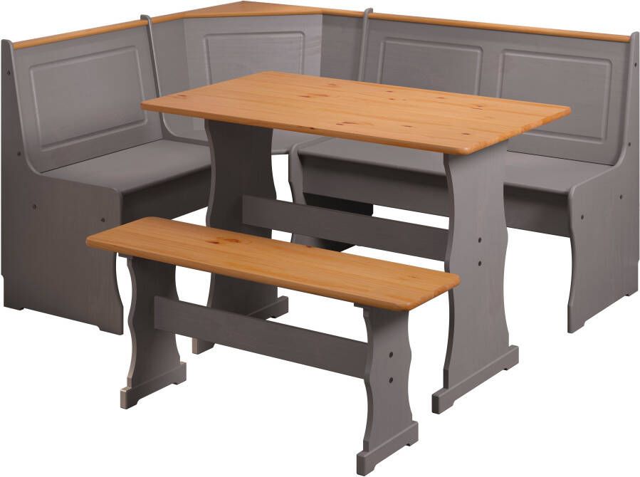 Hioshop Paterno set hoekbank tafel kleine bank grijs honing. - Foto 9