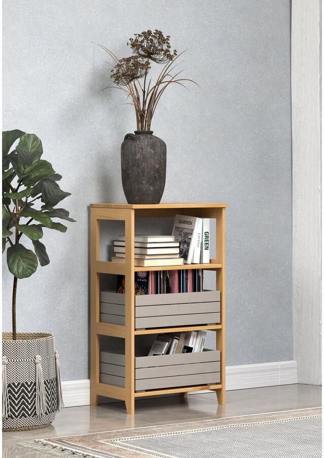 INTER-FURN Lade Arona houten kist set van 2 massief houten kratten grenen grijs was bxhxd: 45 x 15 x 32 cm (2 stuks) - Foto 4