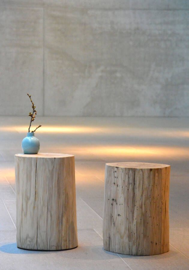 OTTO Hocker BLOCK rond gemaakt van massief eiken of essen in 2 hoogtes - Foto 2