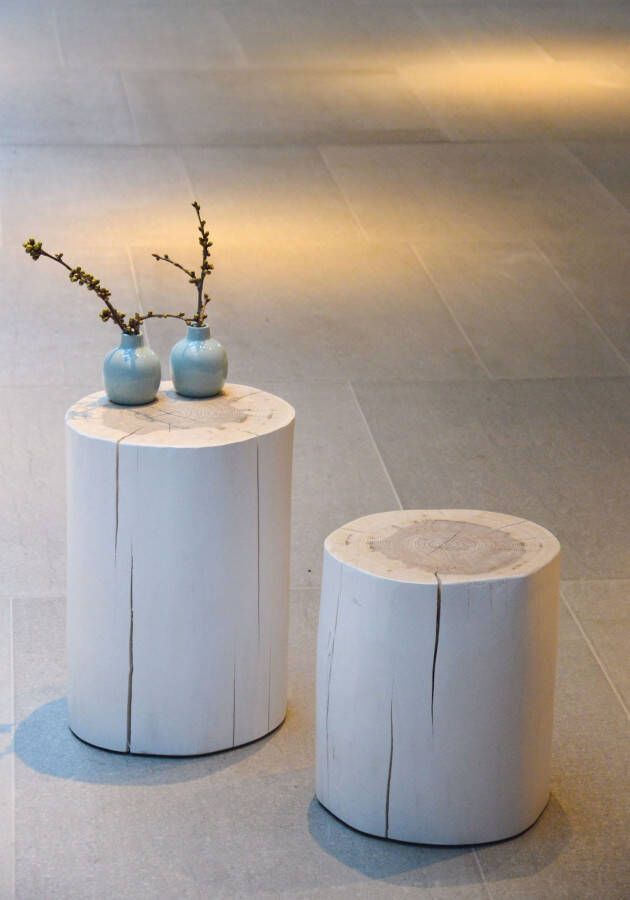 OTTO Hocker BLOCK rond gemaakt van massief eiken of essen in 2 hoogtes - Foto 2