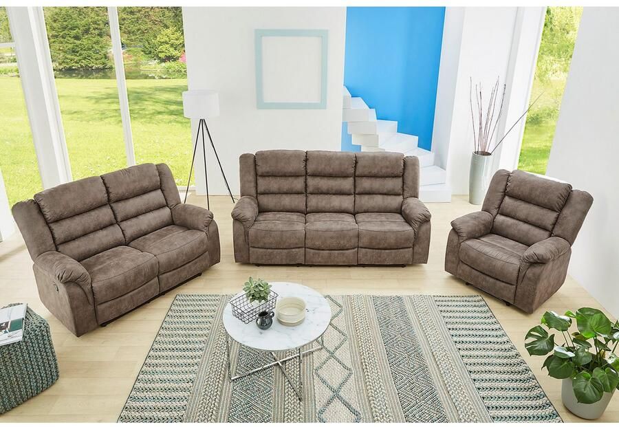 Jockenhöfer Gruppe 2-zitsbank Cleveland Met ligfunctie door halfautomatische relaxfunctie verend systeem-bekleding - Foto 3