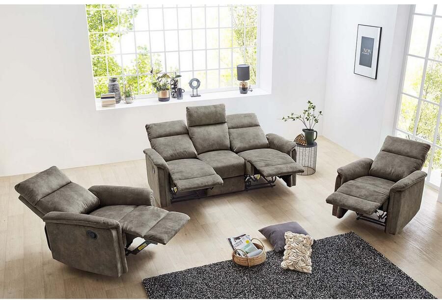 Jockenhöfer Gruppe 3-zitsbank Amrum Ligfunctie met halfautomatische relaxfunctie TFK bekleding