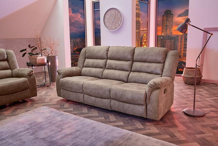 Jockenhöfer Gruppe 3-zitsbank Cleveland Met ligfunctie door halfautomatische relaxfunctie verend systeem-bekleding - Foto 7