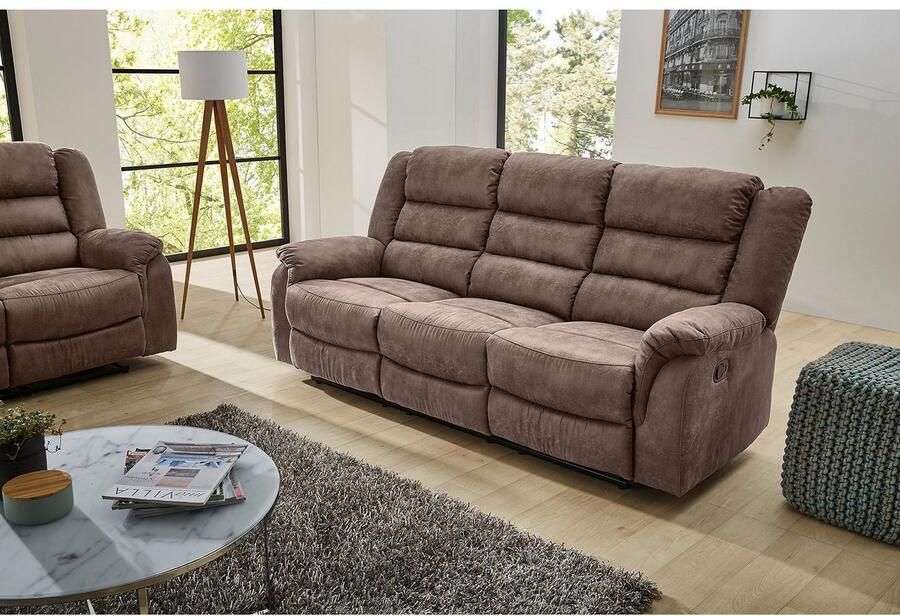 Jockenhöfer Gruppe 3-zitsbank Cleveland Met ligfunctie door halfautomatische relaxfunctie verend systeem-bekleding - Foto 3