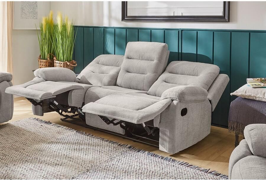 Jockenhöfer Gruppe 3-zitsbank Sylt Met ligfunctie door halfautomatische relaxfunctie verend systeem-bekleding - Foto 4