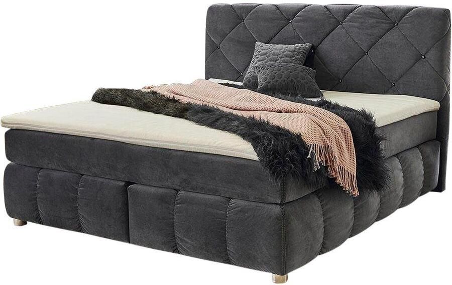 Jockenhöfer Gruppe Boxspring Bella te bestellen in 140 & 18 cm breedte met topmatras van koudschuim en rookglas-stenen - Foto 2