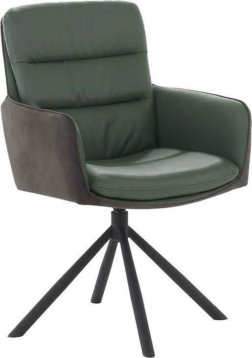 Jockenhöfer Gruppe Draaistoel AUDREY Echt leer inclusief draaifunctie (360° draaibaar) materiaalmix (set 2 stuks)