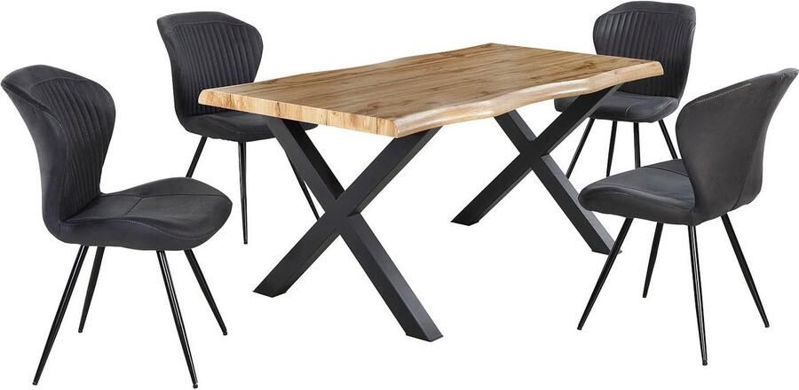 Jockenhöfer Gruppe Eettafel Marlon gebogen boomstam look en zwart onderstel - Foto 6