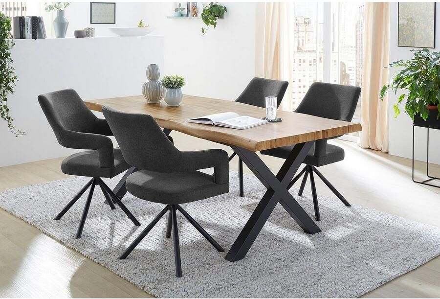 Jockenhöfer Gruppe Eettafel Marlon gebogen boomstam look en zwart onderstel - Foto 3