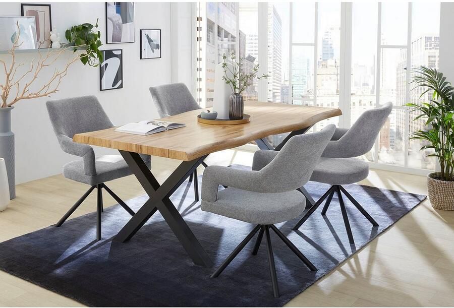 Jockenhöfer Gruppe Eettafel Marlon gebogen boomstam look en zwart onderstel - Foto 4