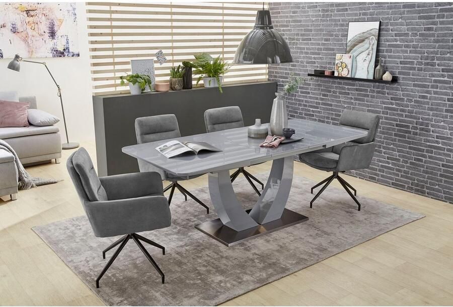 Jockenhöfer Gruppe Eettafel Ulm Hoogglans met gesynchroniseerde lades breedte 160-200 cm