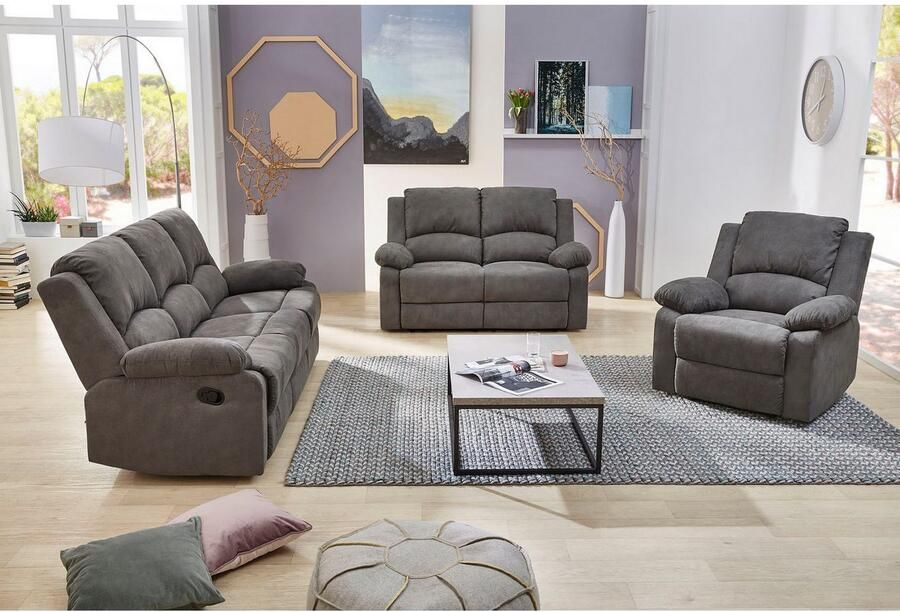 Jockenhöfer Gruppe 3-zitsbank Dakota Ligfunctie met halfautomatische relaxfunctie TFK bekleding - Foto 3