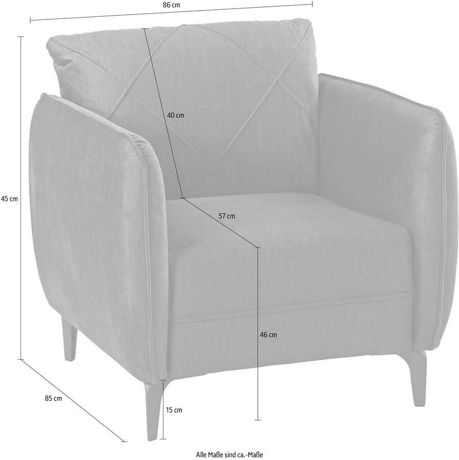 Jockenhöfer Gruppe Fauteuil NOVARA met aantrekkelijk stiksel geruite biesnaden vrij plaatsbaar