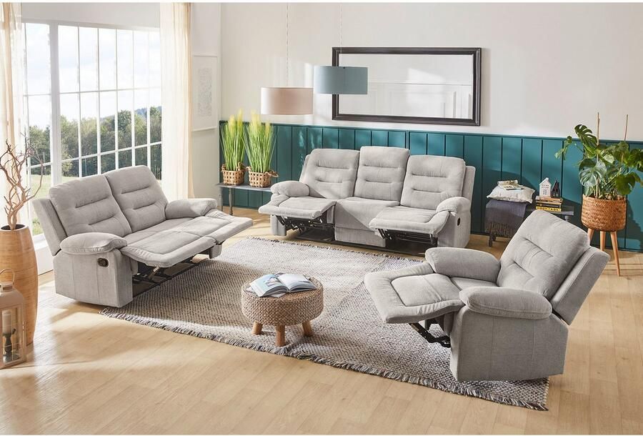 Jockenhöfer Gruppe 3-zitsbank Sylt Met ligfunctie door halfautomatische relaxfunctie verend systeem-bekleding - Foto 6