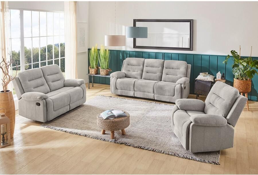 Jockenhöfer Gruppe 3-zitsbank Sylt Met ligfunctie door halfautomatische relaxfunctie verend systeem-bekleding - Foto 5