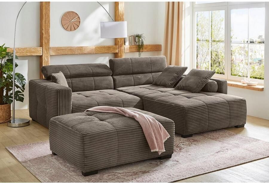 Jockenhöfer Gruppe Hoekbank Severino L-vorm in big-sofa-stijl met verstelling hoofdsteun rechts links te monteren zigzag veren - Foto 4