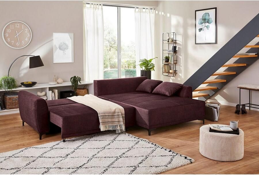 Jockenhöfer Gruppe Hoekbank Aviano L-vorm inclusief praktische slaapfunctie opbergvak bedlade golfvering - Foto 2