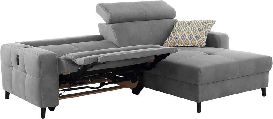 Jockenhöfer Gruppe Hoekbank Doppio L-vorm met elektromotorische ontspanningsfunctie en inductieve oplader + usb-a oplaadpoort verstelbare hoofdsteunen - Foto 10