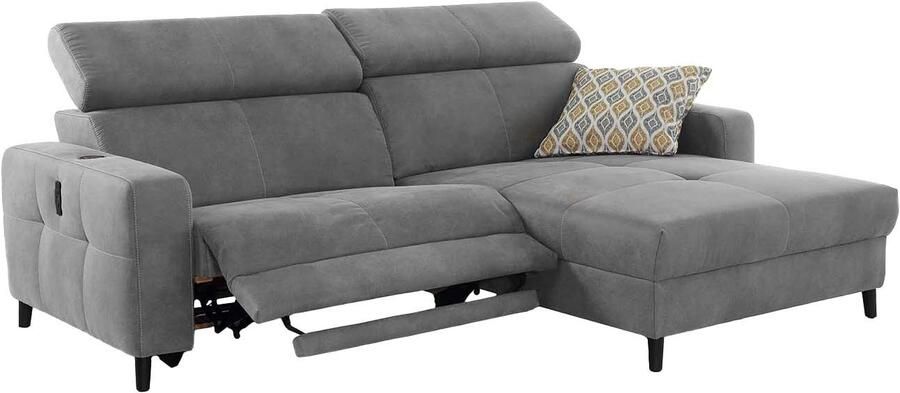 Jockenhöfer Gruppe Hoekbank Doppio L-vorm met elektromotorische ontspanningsfunctie en inductieve oplader + usb-a oplaadpoort verstelbare hoofdsteunen - Foto 11