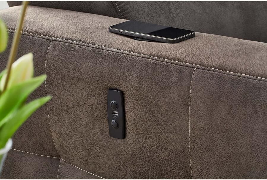 Jockenhöfer Gruppe Hoekbank Doppio L-vorm met elektromotorische ontspanningsfunctie en inductieve oplader + usb-a oplaadpoort verstelbare hoofdsteunen - Foto 7