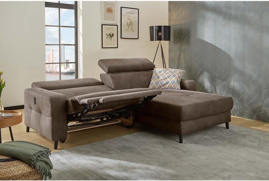 Jockenhöfer Gruppe Hoekbank Doppio L-vorm met elektromotorische ontspanningsfunctie en inductieve oplader + usb-a oplaadpoort verstelbare hoofdsteunen - Foto 9