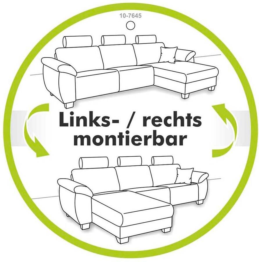 Jockenhöfer Gruppe Hoekbank Udine L-vorm 6 individueel verstelbare hoofdsteunen logeerbed- en relaxfunctie - Foto 2